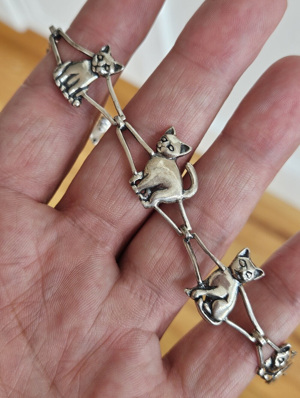 Designer Kabana Sterling Silver 925 Cat Bracelet 7.5"